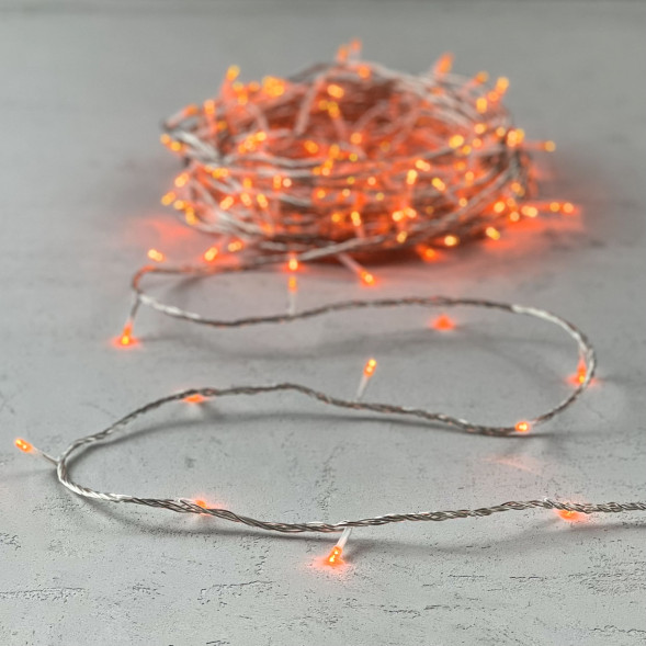 Светодиодная гирлянда с возможностью динамики 20 м., 200 оранжевых LED ламп, 24V., прозрачный силиконовый провод, IP65, Beauty Led (EST200-3W10-1OR) 