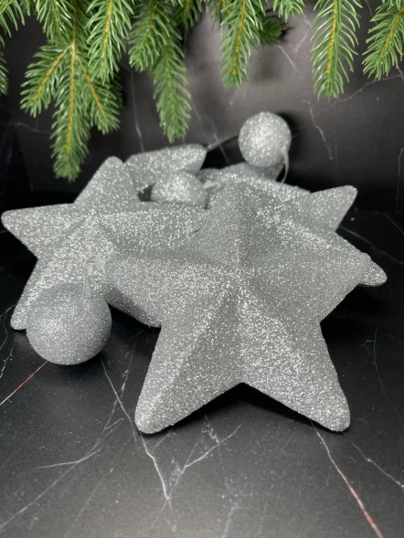 Гирлянда Звездопад 104 см., диаметр 13 см., серебряная, пенопласт, Christmas DeLuxe (89424)  