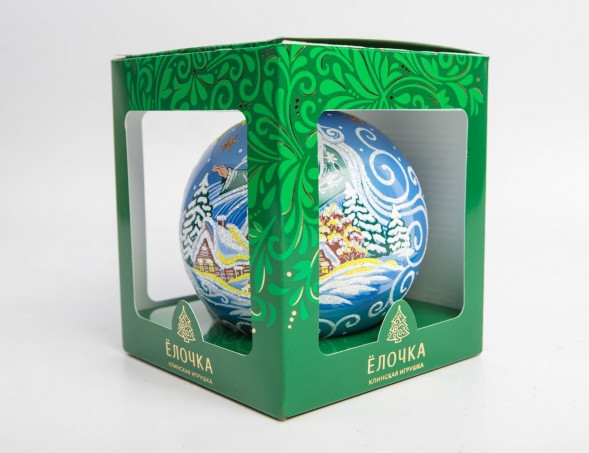 С1902/2 Стеклянный шар Метелица 115 мм., голубой,  Ёлочка оптом