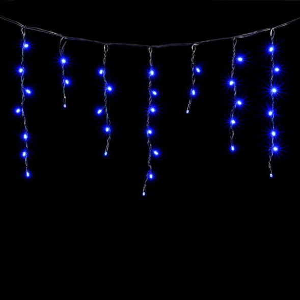 Светодиодная бахрома с колпачком 3,1*0,5 м., 120 синих LED ламп, каучуковый черный провод, LTC (LL120-1-2B) 