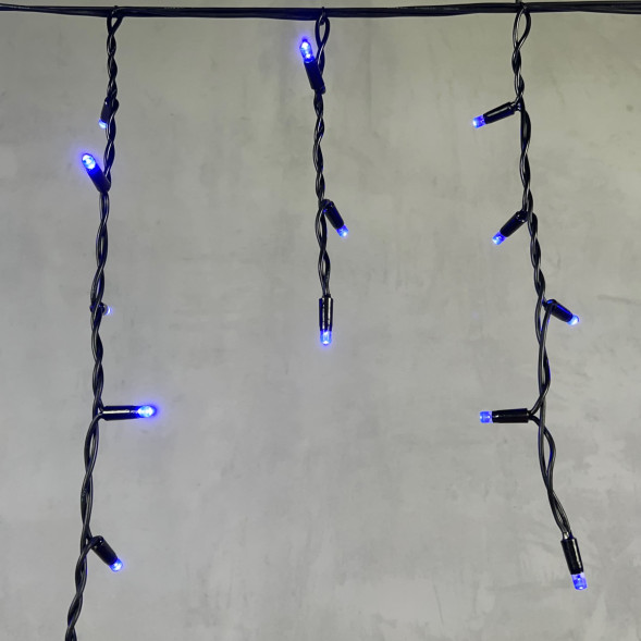 Светодиодная бахрома с колпачком 3,1*0,5 м., 120 синих LED ламп, каучуковый черный провод, LTC (LL120-1-2B) 