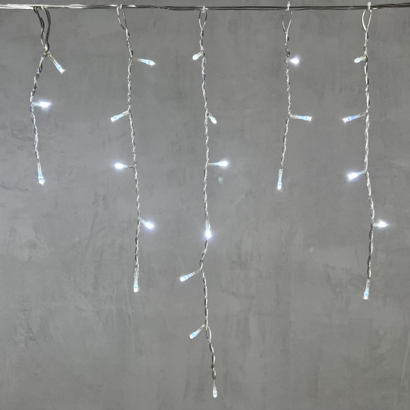 Гирлянда Бахрома 3,1*0,5 м., 24В., 150 холодно белых LED ламп, провод прозрачный ПВХ, IP54, LTC (PIL150-10-1W) 