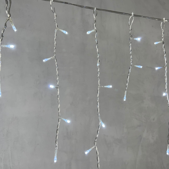 Гирлянда Бахрома 3,1*0,5 м., 24В., 150 холодно белых LED ламп, провод прозрачный ПВХ, IP54, LTC (PIL150-10-1W) 