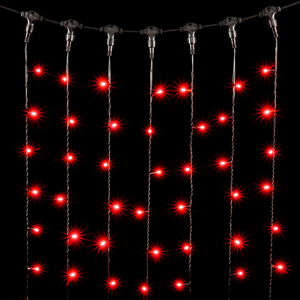 Светодиодный занавес 2*3 м., 600 красных LED ламп, черный провод ПВХ, LTC (PCL602-11-2R) 