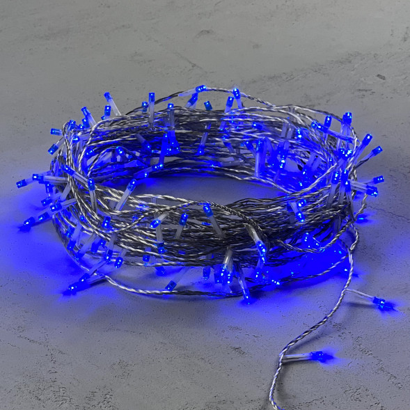 Светодиодная гирлянда 20 м., 200 синих LED ламп, 24V., прозрачный силиконовый провод, IP65, Beauty Led (EST200-10-1B) 