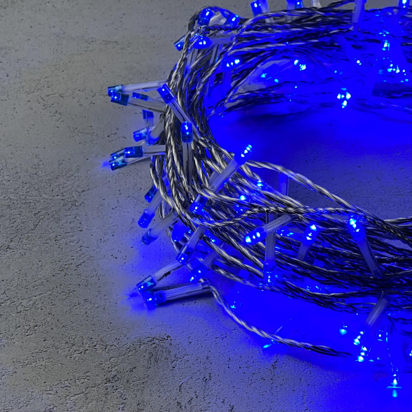Светодиодная гирлянда 20 м., 200 синих LED ламп, 24V., прозрачный силиконовый провод, IP65, Beauty Led (EST200-10-1B) 