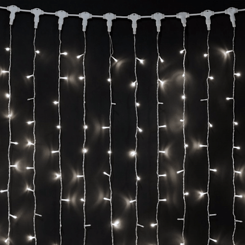 Светодиодный занавес 1*9 м., 220В., 900 холодных белых LED ламп, прозрачный ПВХ, Laitcom (PCL901BL-10-2W) 