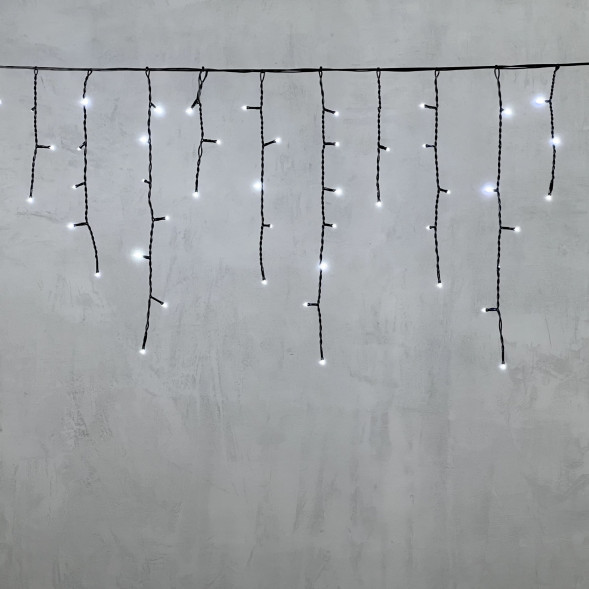 Гирлянда Бахрома 3,1*0,5 м., 24В., 150 холодных белых LED ламп, провод черный ПВХ, IP54, LTC (PIL150-11-1W) 