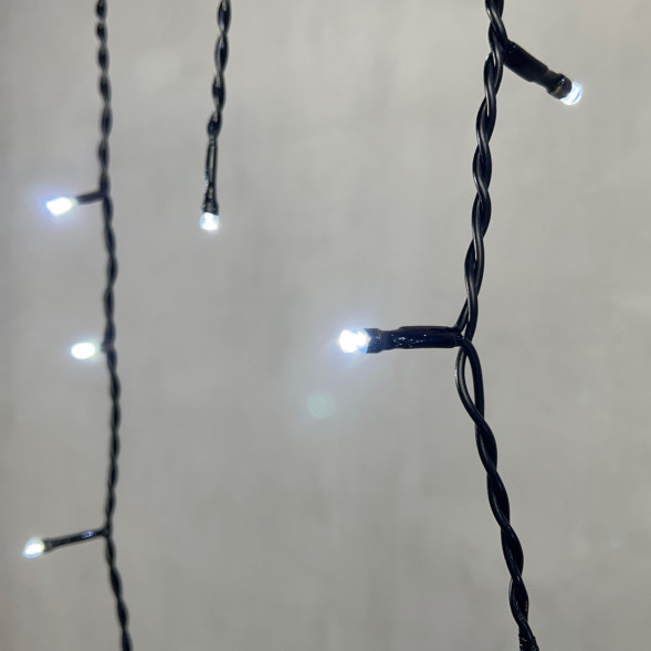 Гирлянда Бахрома 3,1*0,5 м., 24В., 150 холодных белых LED ламп, провод черный ПВХ, IP54, LTC (PIL150-11-1W) 