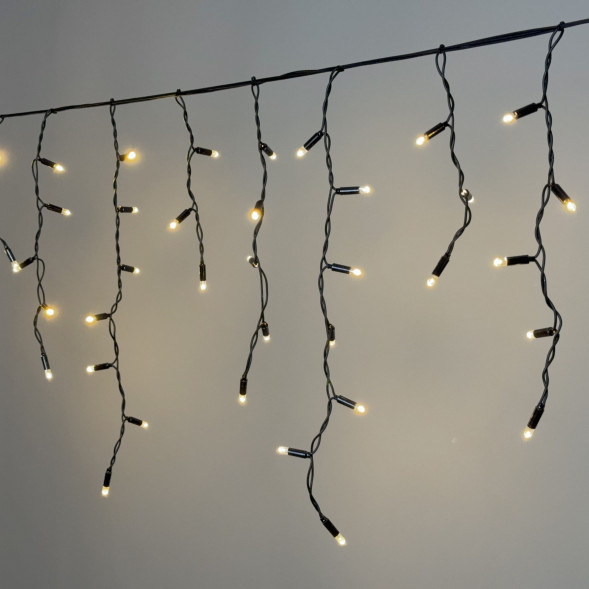 Гирлянда Бахрома 3,1*0,5 м., Тепло-Белая 220В., 120 LED, Провод Черный Каучук 2,3 мм., IP65, (ECO120-1-2WW) 