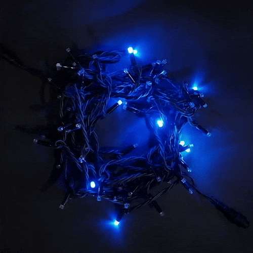 Светодиодная гирлянда Sealed с супер-мерцанием 10 м., 220V ., 75 синих LED ламп, черный каучук, LTC (LL75ABL-1-2B) 