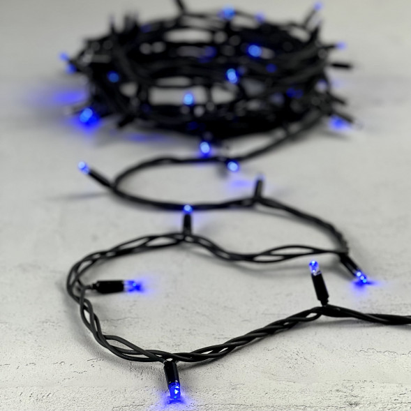 Светодиодная гирлянда Sealed с супер-мерцанием 10 м., 220V ., 75 синих LED ламп, черный каучук, LTC (LL75ABL-1-2B) 