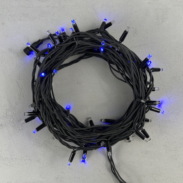 Светодиодная гирлянда Sealed с супер-мерцанием 10 м., 220V ., 75 синих LED ламп, черный каучук, LTC (LL75ABL-1-2B) 