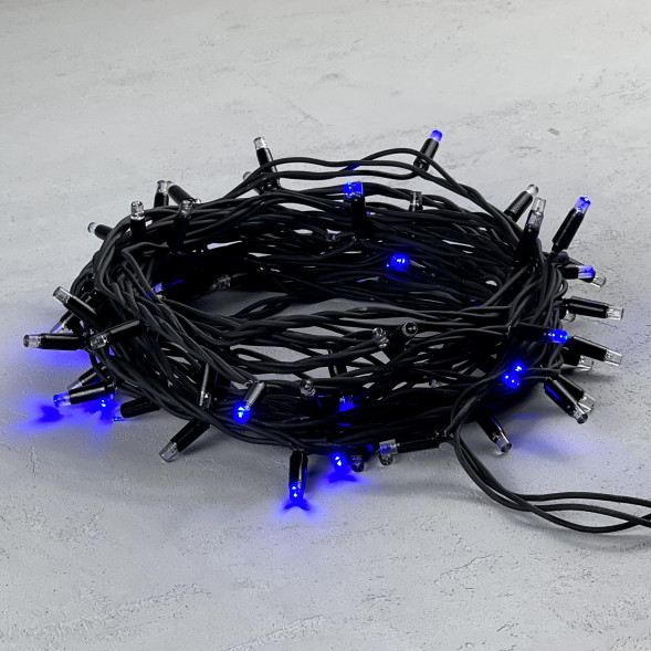 Светодиодная гирлянда Sealed с супер-мерцанием 10 м., 220V ., 75 синих LED ламп, черный каучук, LTC (LL75ABL-1-2B) 