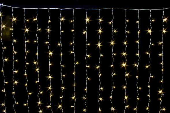 Занавес с контроллером 1.5*1 м., 220V, 100 теплых белых LED ламп, соединяемый, прозрачный провод, Winner (ww.03.5Т.100+) 