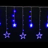 Светодиодная бахрома Звезды 2.5*0.95 м., 220V, 138 синих LED ламп, прозрачный провод, контроллер, Winner (B.02.5Т.138.S+) 