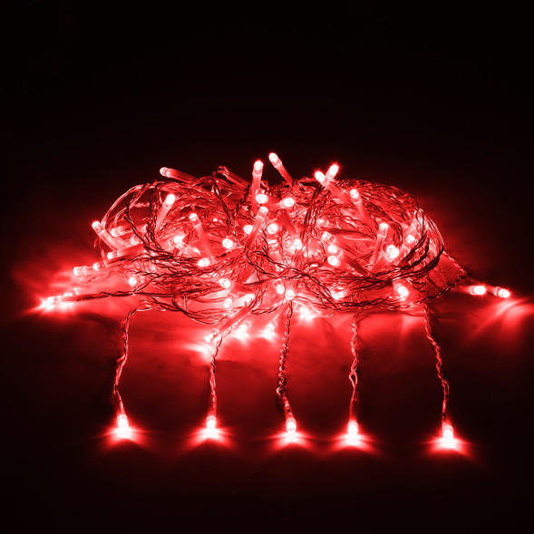 Светодиодный занавес 156 красных LED ламп, 1.5*1.5 м., 220В, 8 режимов, прозрачный провод, Vegas (55080) 