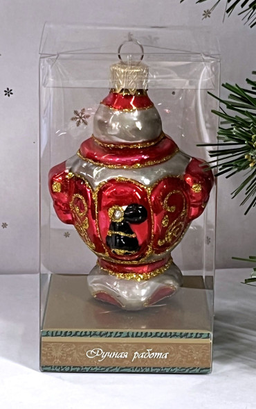 Елочное украшение Самовар, стекло, 10 см., 1 шт., Витус (А267) 