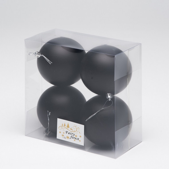 Набор пластиковых шаров Глория 100 мм., черный матовый, 4 шт., ЕлкиТорг (150405) оптом