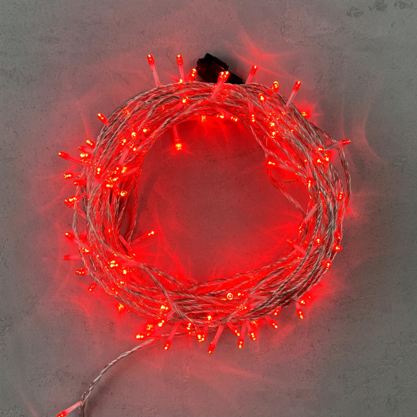  Светодиодная гирлянда с возможностью динамики 20 м., 200 красных LED ламп, 24V., прозрачный силиконовый провод, IP65, Beauty Led (EST200-3W10-1R) 