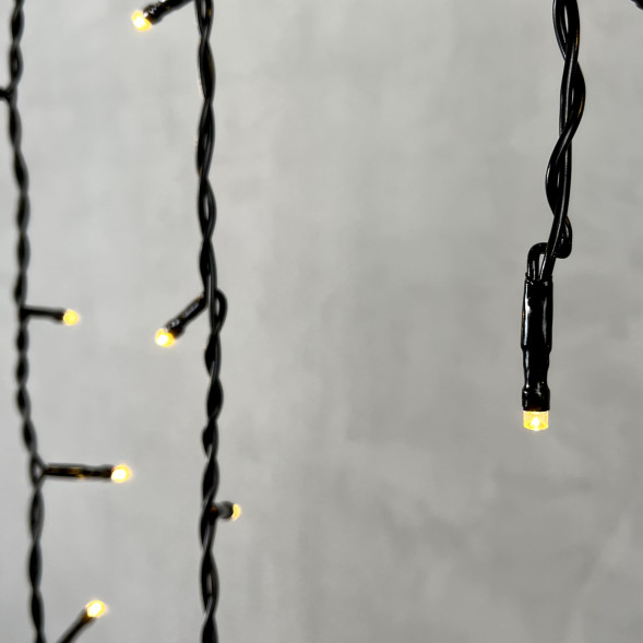 Гирлянда Бахрома 3,1*0,5 м., 24В., 150 тепло-белых LED ламп, провод черный ПВХ, IP54, LTC (PIL150-11-1WW) 