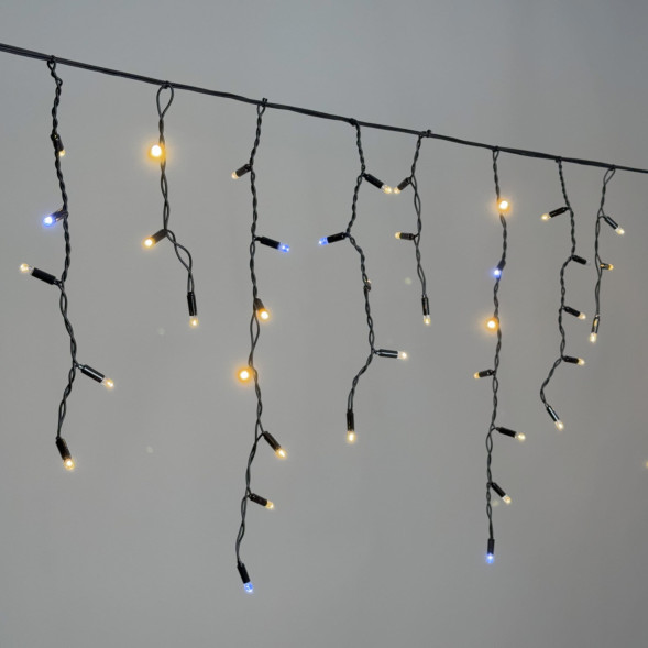 Светодиодная бахрома 3,1*0,5 м., 120 LED, тепло-белый, мерцание, черный провод каучук, LTC (ECO120BLW-1-2WW) 