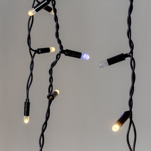 Светодиодная бахрома 3,1*0,5 м., 120 LED, тепло-белый, мерцание, черный провод каучук, LTC (ECO120BLW-1-2WW) 