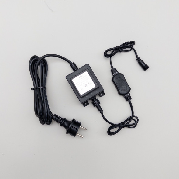 Трансформатор 60W с выпрямителем 24В., до 1000 LED, провод черный Каучук, IP65, LTC (PTR60-3A) 