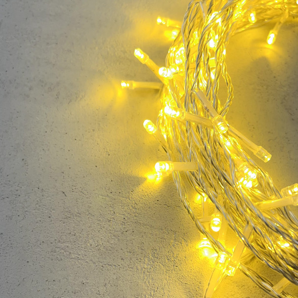 Светодиодная гирлянда 20 м., 200 шампань LED ламп, 24V., прозрачный силиконовый провод, IP65, Beauty Led (EST200-10-1CH) 