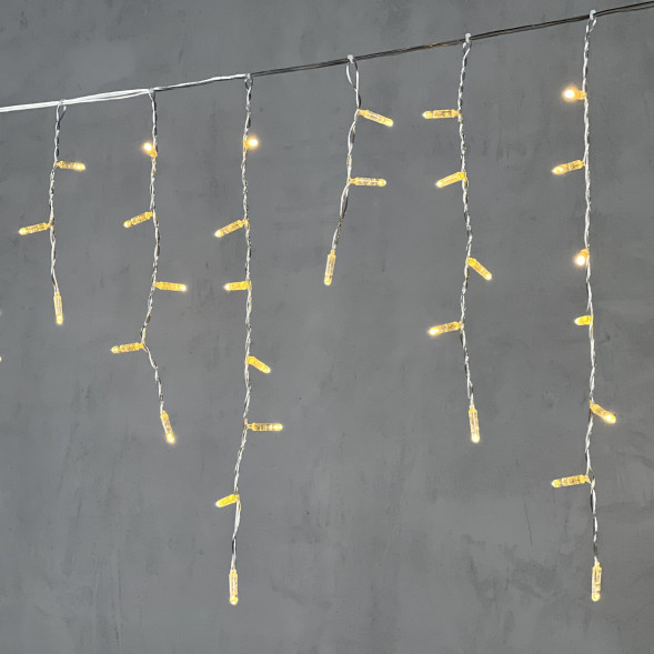 Светодиодная бахрома с колпачком 3,1*0,5 м., 120 теплых белых LED ламп, прозрачный провод ПВХ, IP65, LTC (PIL120CAP-10-2WW) 