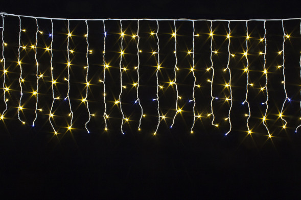 Светодиодный занавес с мерцающим диодом 5*0.7 м., 350 теплых белых LED ламп, белый провод, Winner Light (ww.03.6W.350+) 