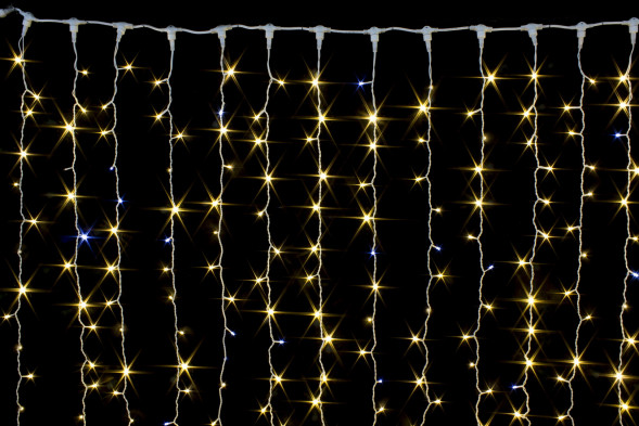 Светодиодный занавес с мерцающим диодом 3*2 м., 400 теплых белых LED ламп, белый провод, Winner Light (ww.03.6W.400+) 