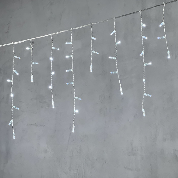 Светодиодная бахрома с колпачком 3,1*0,5 м., 120 холодных белых LED ламп, прозрачный провод ПВХ, IP65, LTC (PIL120CAP-10-2W) 