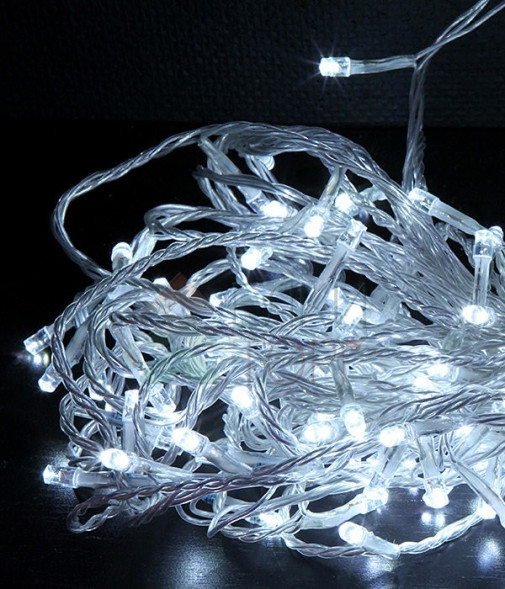 Светодиодная гирлянда с возможностью динамики 20 м., 200 холодных белых LED ламп, 24V., прозрачный силиконовый провод, IP65, Beauty Led (EST200-3W10-1W) 