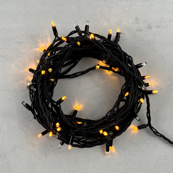 Светодиодная гирлянда Sealed с супер - мерцанием 10 м., 220V ., 75 желтых LED ламп, черный каучук, LTC (LL75ABL-1-2Y) 