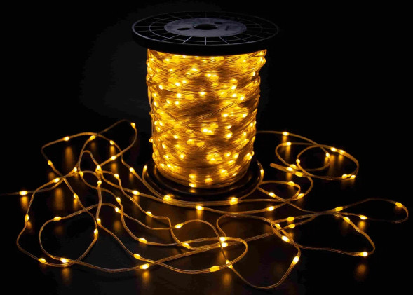 Светодиодная гирлянда Краса 200 м., 2000 LED, 24V, жёлтый, статика, прозрачный провод, Teamprof (TPF-CR200-24V-T/Y) 