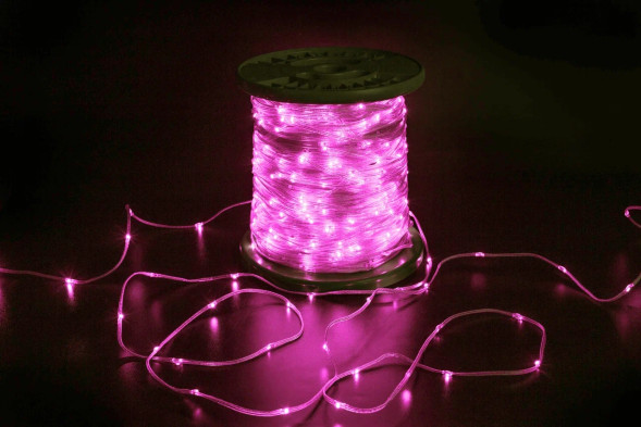 Светодиодная гирлянда Краса 200 м., 2000 LED, 24V, розовый, статика, прозрачный провод, Teamprof (TPF-CR200-24V-T/P) 