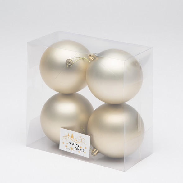 Набор пластиковых шаров Глория 100 мм., шампань матовый, 4 шт., ЕлкиТорг (150409) оптом