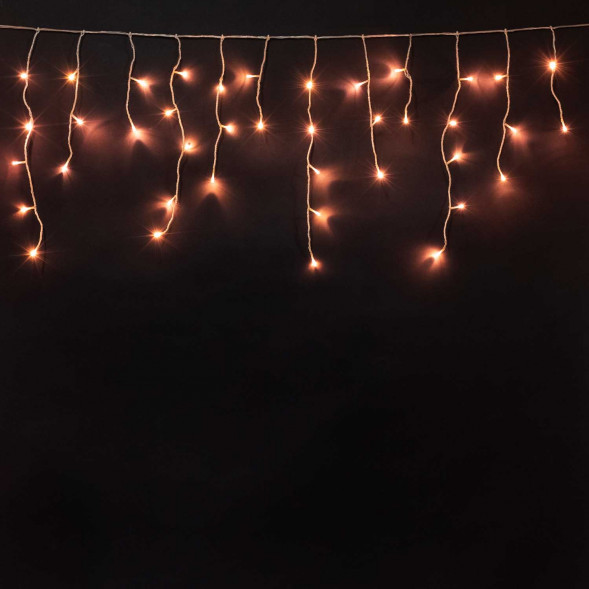 Светодиодная бахрома 3*0.5 м., 3 батарейки типа D 4.5V, 100 LED ламп орнжево-розового цвета, прозрачный силикон, LTC (ECC100-10-HGB) 