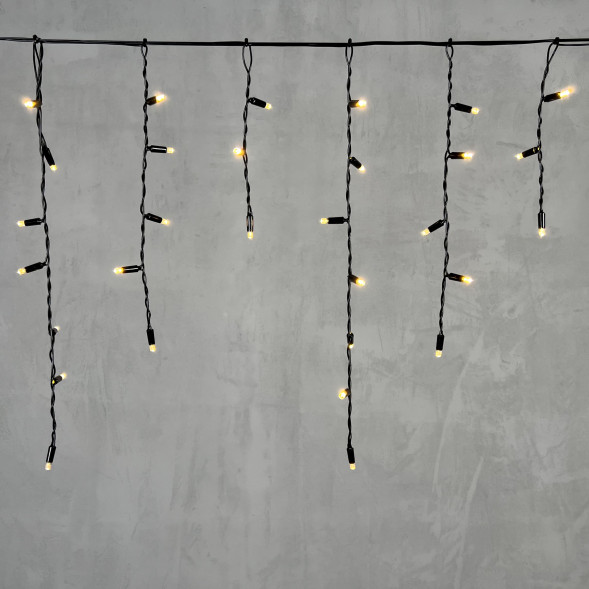  Светодиодная бахрома с колпачком 3,1*0,5 м., 120 теплых белых LED ламп, черный провод ПВХ, IP65, LTC (PIL120CAP-11-2WW)  