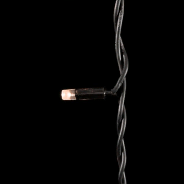Светодиодная бахрома с колпачком 3,1*0,5 м., 120 экстра теплых белых LED ламп, мерцание, каучуковый черный провод, LTC (LL120BLW-1-2EWW) 