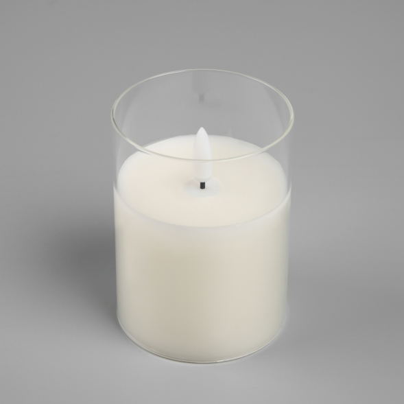 Светодиодная свеча белая 7.5×10×7.5 см., воск, пластик, батарейки АААх3, Luazon Lighting (9907627) 