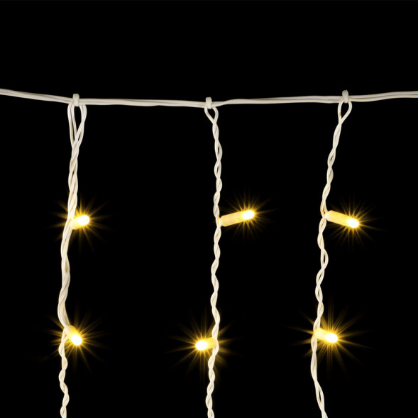 Светодиодная бахрома с колпачком 3,2 x 0,9 м тепло-белая 220В, 180 LED, провод белый ПВХ, IP65 (PIL180CAP-8-2WW)  