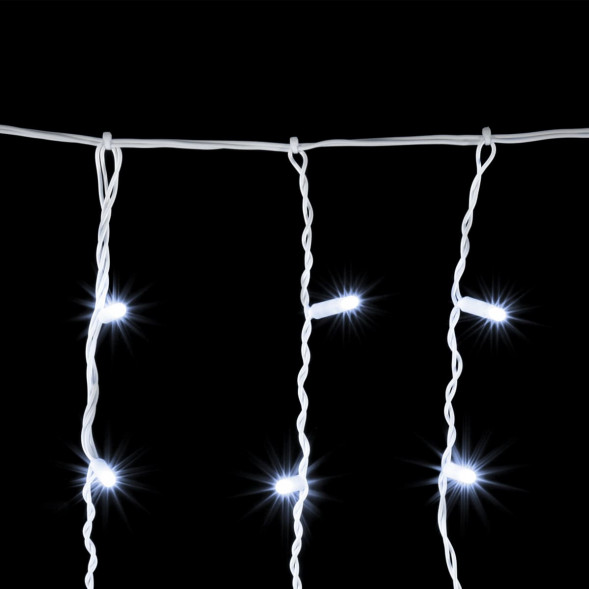  Светодиодная бахрома с колпачком 3,2 x 0,9 м белая 220В, 180 LED, провод белый ПВХ, IP65 (PIL180CAP-8-2W) 