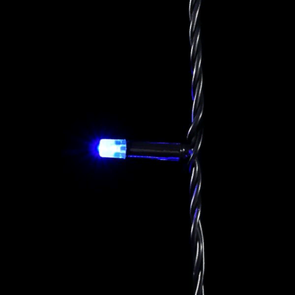 Светодиодная гирлянда с колпачком 100 синих LED ламп 10 м., 24В., черный провод ПВХ, IP65, LTC (PST100CAP-11-1B) 