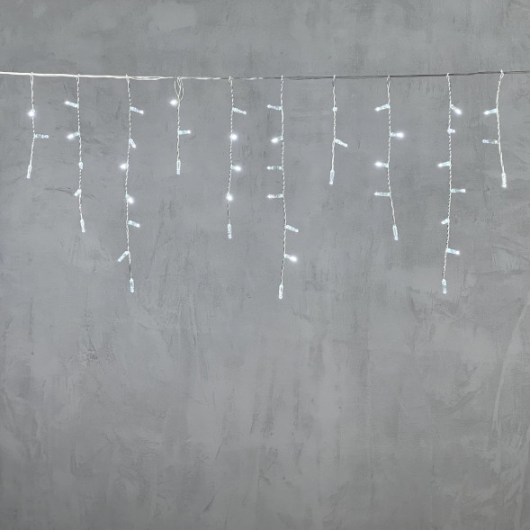  Светодиодная бахрома с колпачком 4,9 x 0,5 м белая 220В, 200 LED, провод прозрачный ПВХ, IP65 (PIL200CAP-10-2W) 