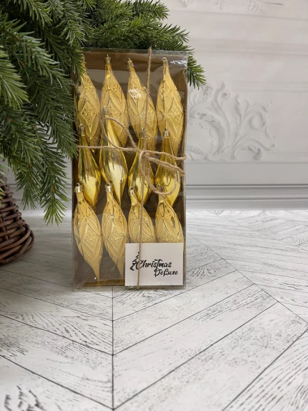 Набор винтажных сосулек Саламандра 15 см., золото, пластик, 12 шт., Christmas DeLuxe (89292) 