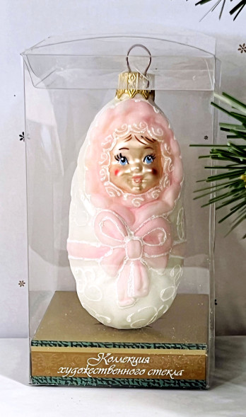 Елочное украшение Младенец, стекло, 10 см., 1 шт., Витус (А297) 