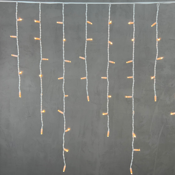Светодиодная бахрома с колпачком 3,2*0,9 м., 168 экстра теплых белых LED ламп, каучуковый белый провод, LTC (LL168-8-2EWW) 