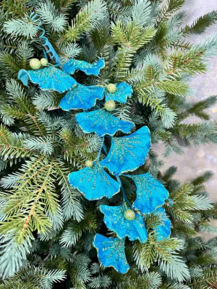 Ветвь Гинго бирюзовая 74 см., 1 шт., Christmas DeLuxe (86688)  